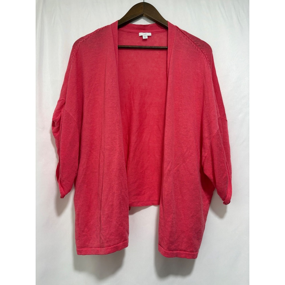 J.Jill Linen Blend Pink Open Front Oversized Cardigan Sweater 3X